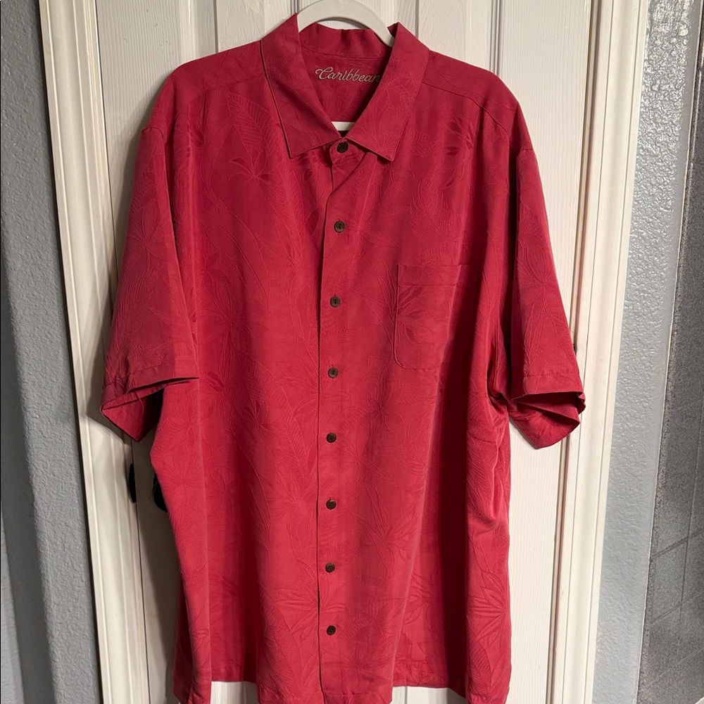 Caribbean Men's Vibrant Red Button Down Shirt